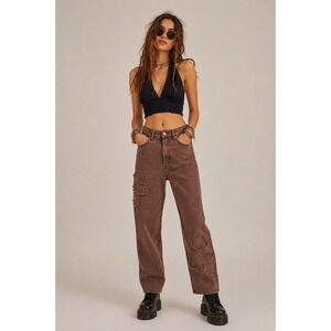 PacSun 90s Boyfriend Jeans Mauve Flower Hippie Retro Festival Indie‎ Boho Y2K 25